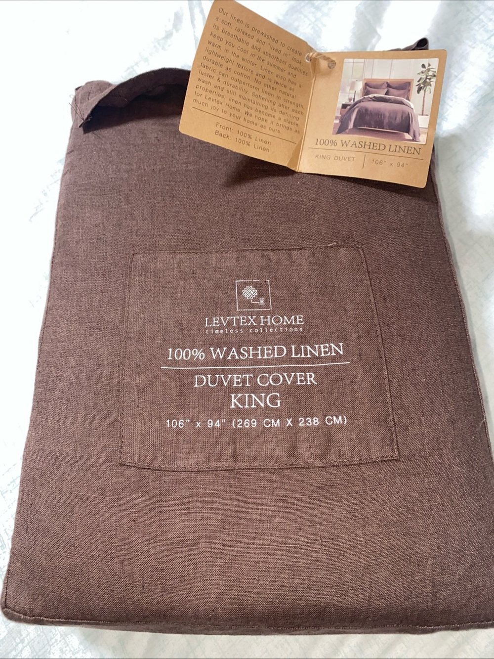 Levtex Home 100% Washed Linen King Duvet Cover - Brown